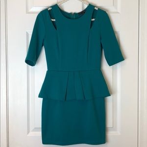 Teal peplum mini dress